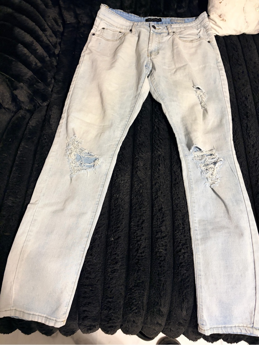Aeropostale Light Wash Distressed Slim Straight Jeans